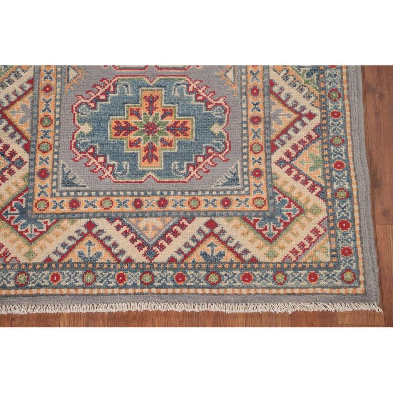 Geometric Kazak Oriental Foyer Rug Handmade Traditional Wool Carpet - 2'9" x 4'1"