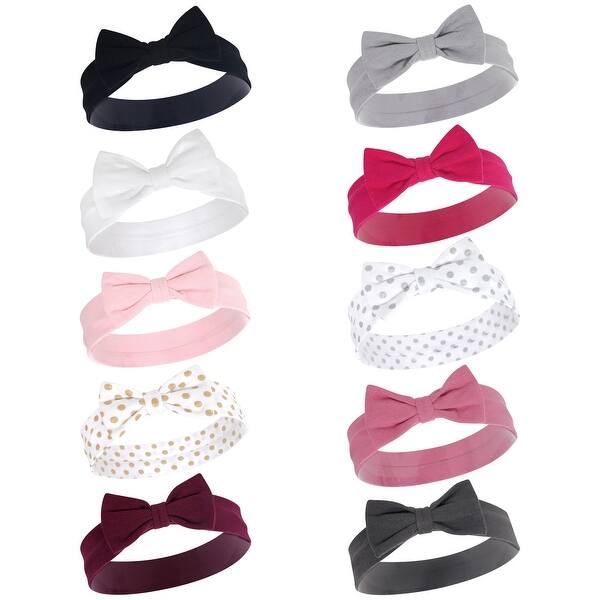 slide 1 of 1, Hudson Baby Infant Girl Cotton Headbands 10pk, Classic Bow, 0-24 Months - Classic Bow Classic Bow - 0-24 Months