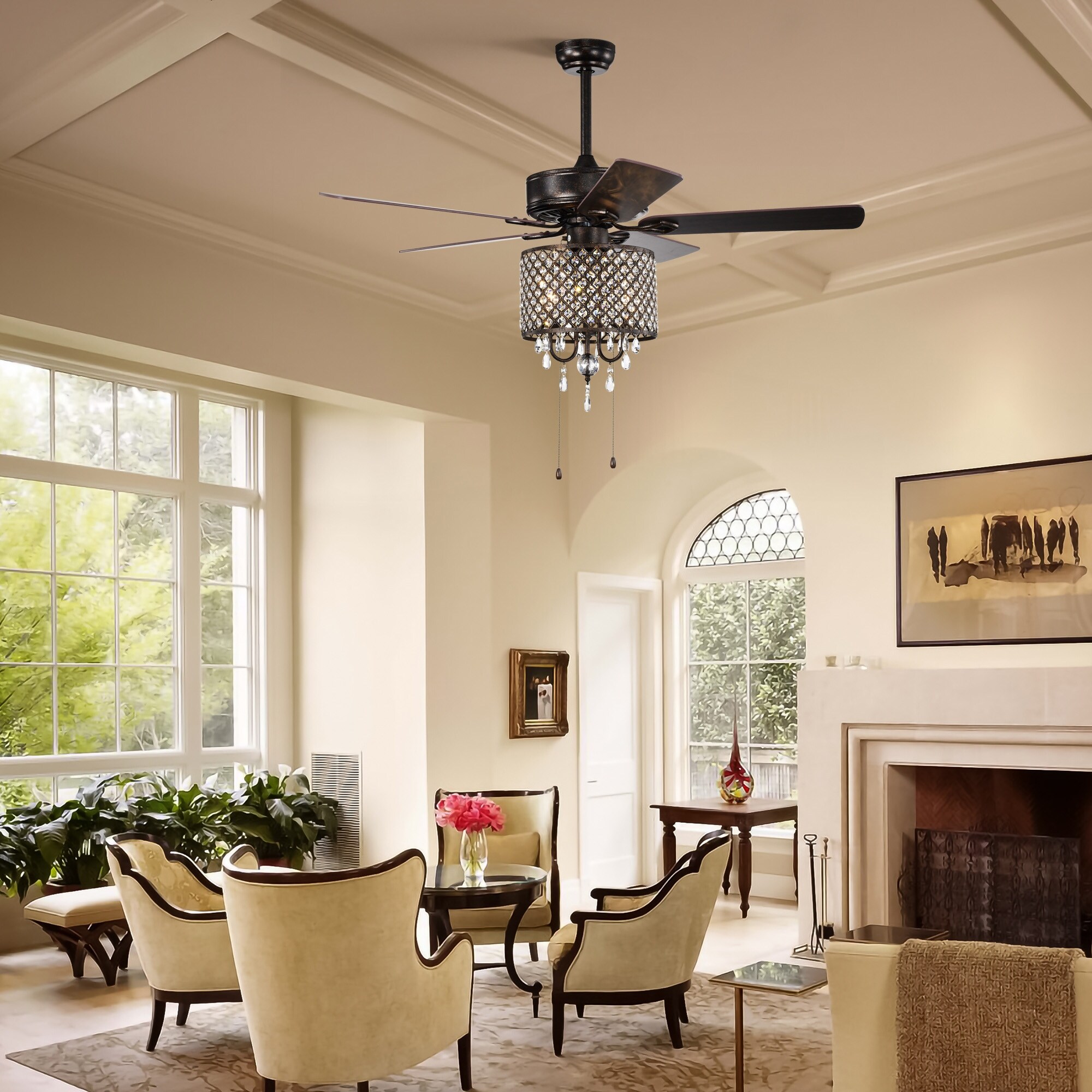 52 in. Smart Indoor Crystal Ceiling Fan with Integrated LED