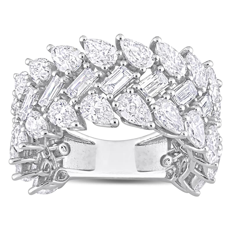 Miadora 6 5/8ct TDW Multi-shape Diamond Three-Row Ring in 14k White Gold