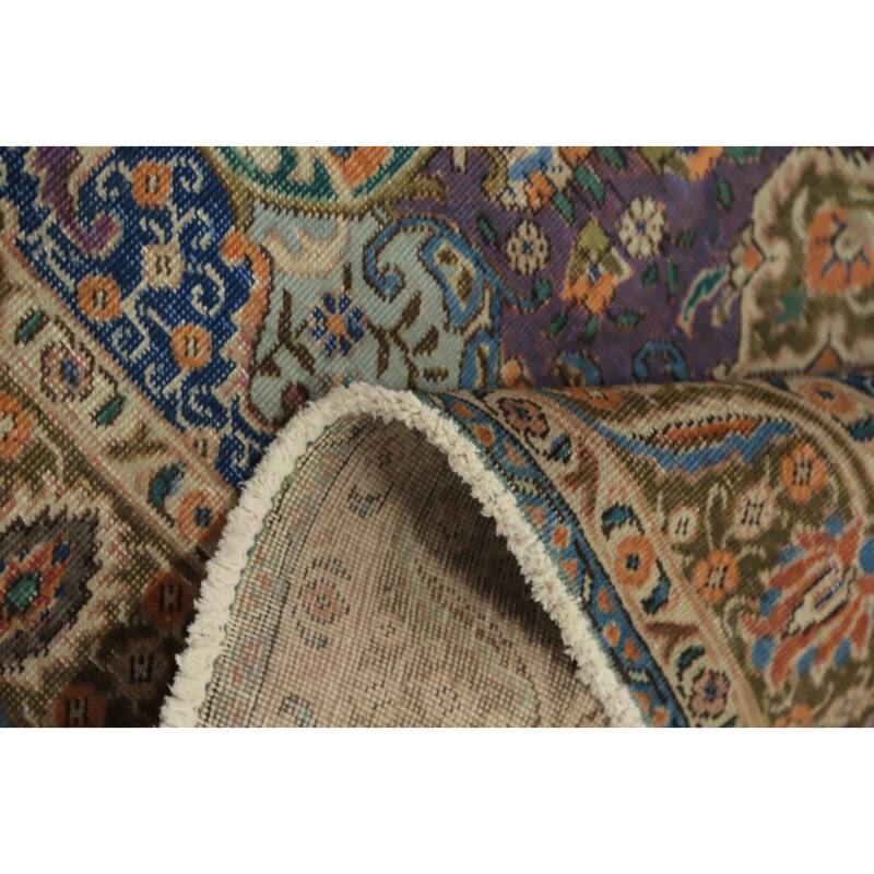 Hand Knotted Oriental 100% Wool Carpet Traditional Floral Purples Tabriz Area Rug - 6' 4'' X 4' 7''