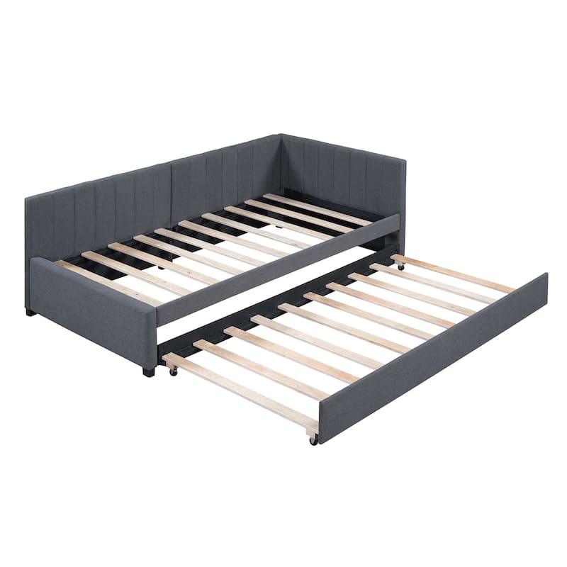 Merax Twin Size Upholstered Daybed with Trundle