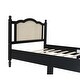 preview thumbnail 18 of 18, Wood Platform Bed with Natural Rattan Headboard, Minimalist Design for Bedroom