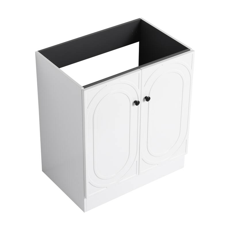 Modern 30 Inch Freestanding Bathroom Vanity Base without Sink, Storage Cabinet with Soft-Close Doors and Adjustable Shelves - White
