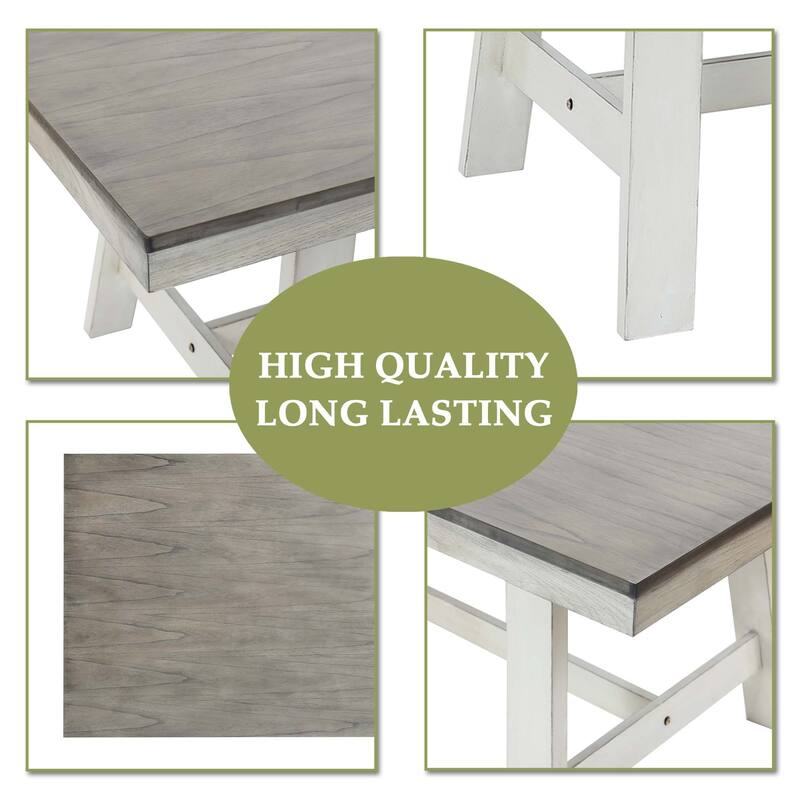 64.5" Rectangular Distressed Off White and Rubberwood Dining Table - 29.25" H x 64.57" W x 35.43" D
