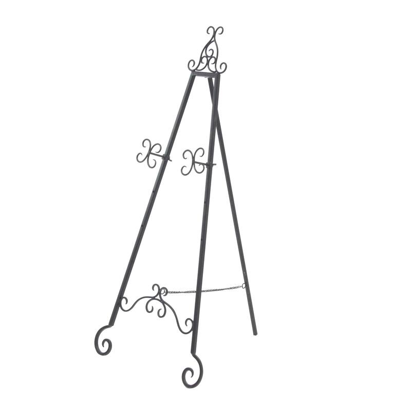 Metal Scroll Large Adjustable 3 Tier Display Easel with Chain Support - Black - Roche River Decor