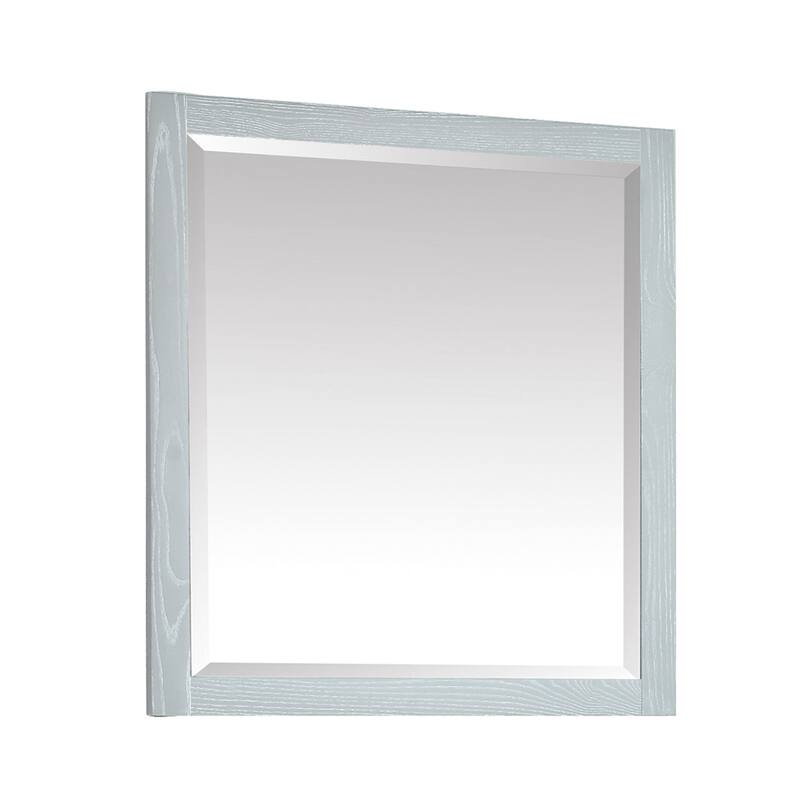 Azzuri Riley 32" x 28" Rectangular Framed Beveled Edge Mirror - White