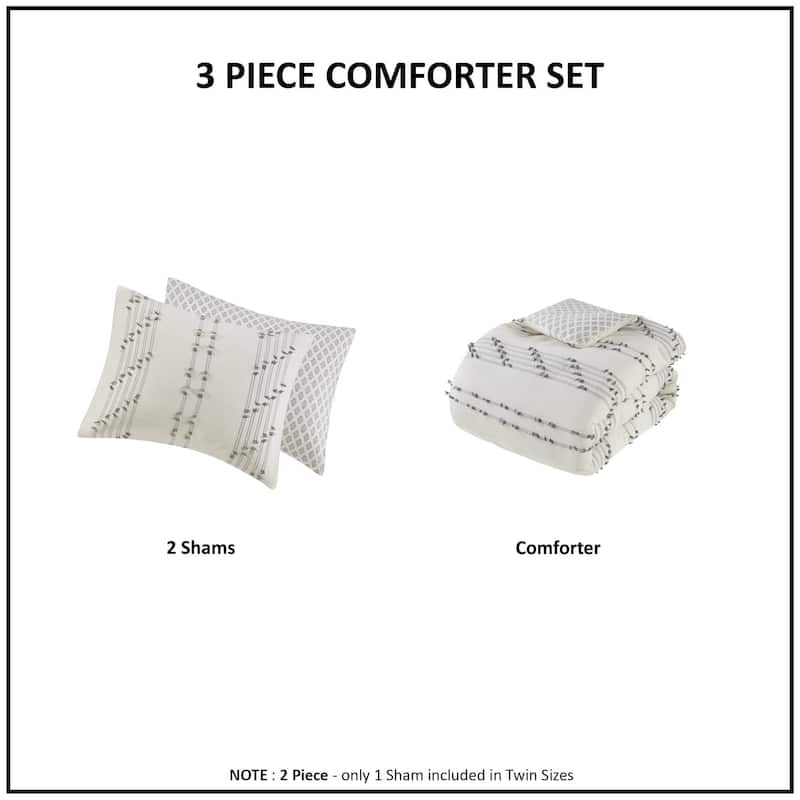 INK+IVY Kara 3 Piece Cotton Jacquard Comforter Set