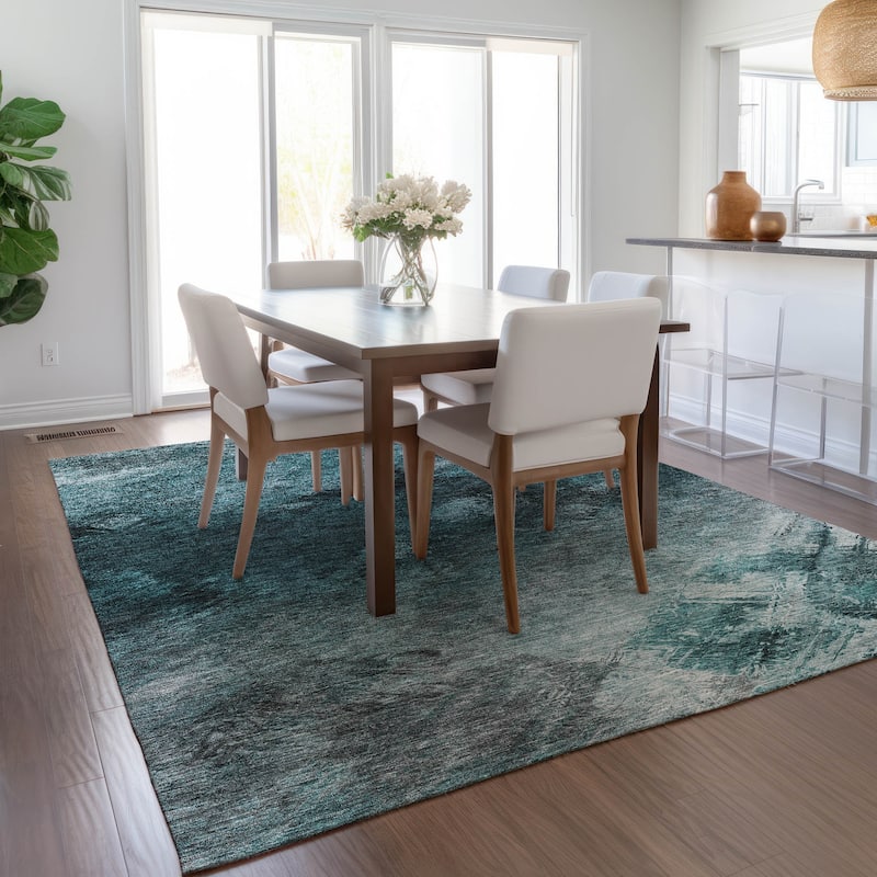 Machine Washable Indoor/ Outdoor Chantille Abstract Watercolor Rug