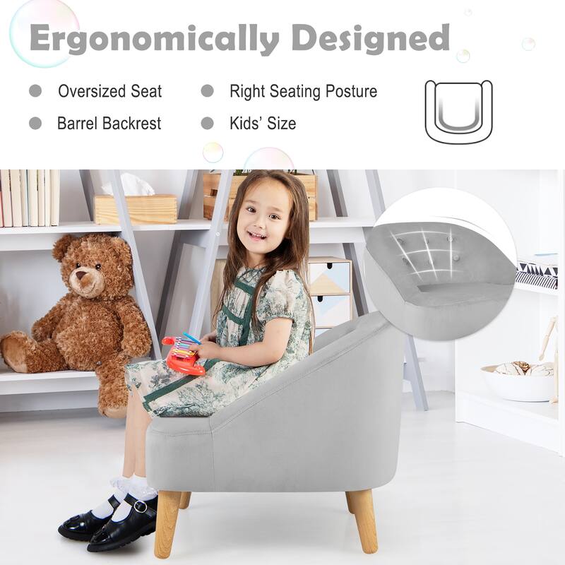 Costway Kids Sofa Chair w/ Ottoman Toddler Single Sofa Velvet - 20'' x 20'' x 19.5''