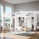 preview thumbnail 1 of 10, Elegant Double Twin Loft Beds with Wardrobes and Staircase, White White