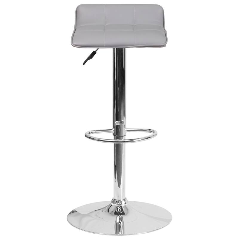 2 Pack Contemporary Vinyl Adjustable Height Barstool with Quilted Wave Seat