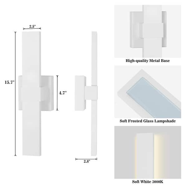 dimension image slide 1 of 13, Aluminum LED Outdoor Wall Sconce Black Exterior Wall Light (1 / 2Pack)