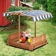 preview thumbnail 19 of 30, Outsunny Kids Sandbox with Cover, Outdoor Wooden Sandbox with Canopy - 41.75" x 41.75" x 47.75" 5-7 Years - Red