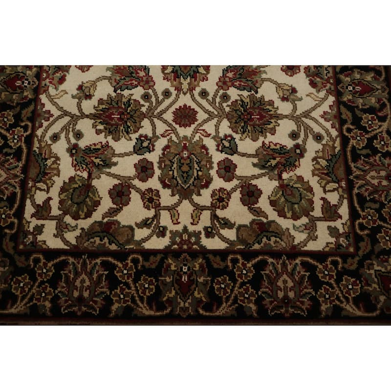 Hand Knotted Oriental 100% Wool Carpet Traditional All-Over Beige & Ivories Agra Area Rug - 6' 1'' X 4' 2''