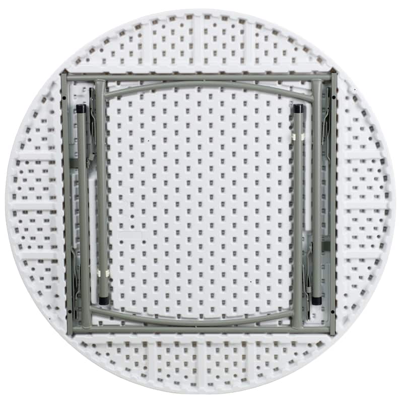 48" Round Plastic Folding Table with Granite White Surface - Banquet Table