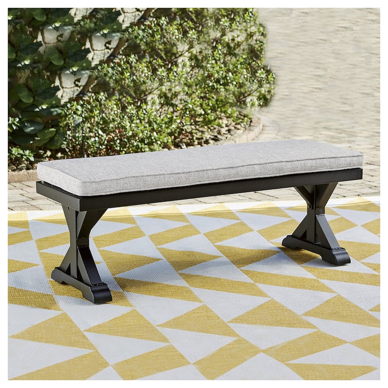 Beachcroft Bench with Cushion - Black/Light Gray