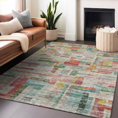 Machine Washable Indoor/ Outdoor Contemporary Chantille Rug