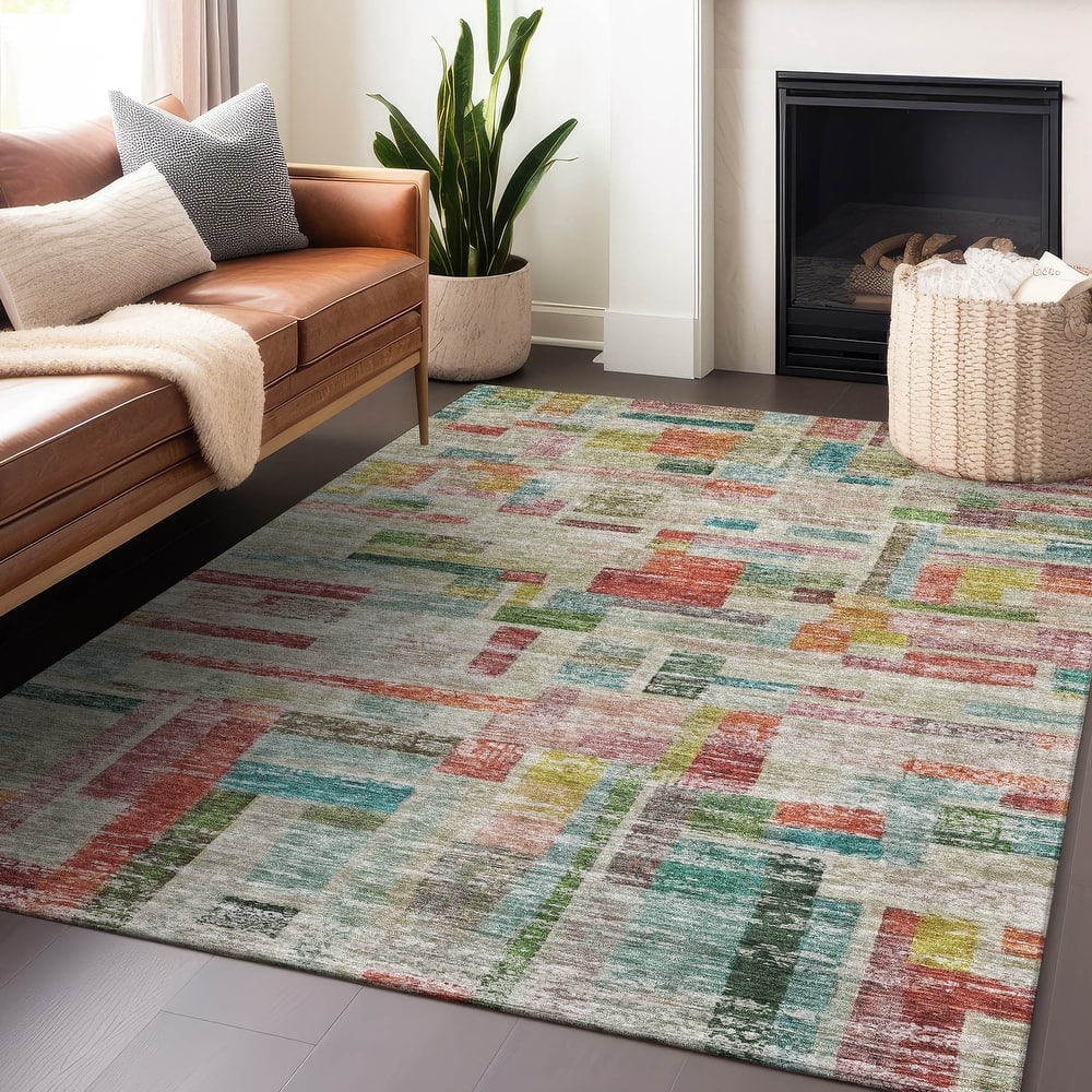 Machine Washable Indoor/ Outdoor Contemporary Chantille Rug