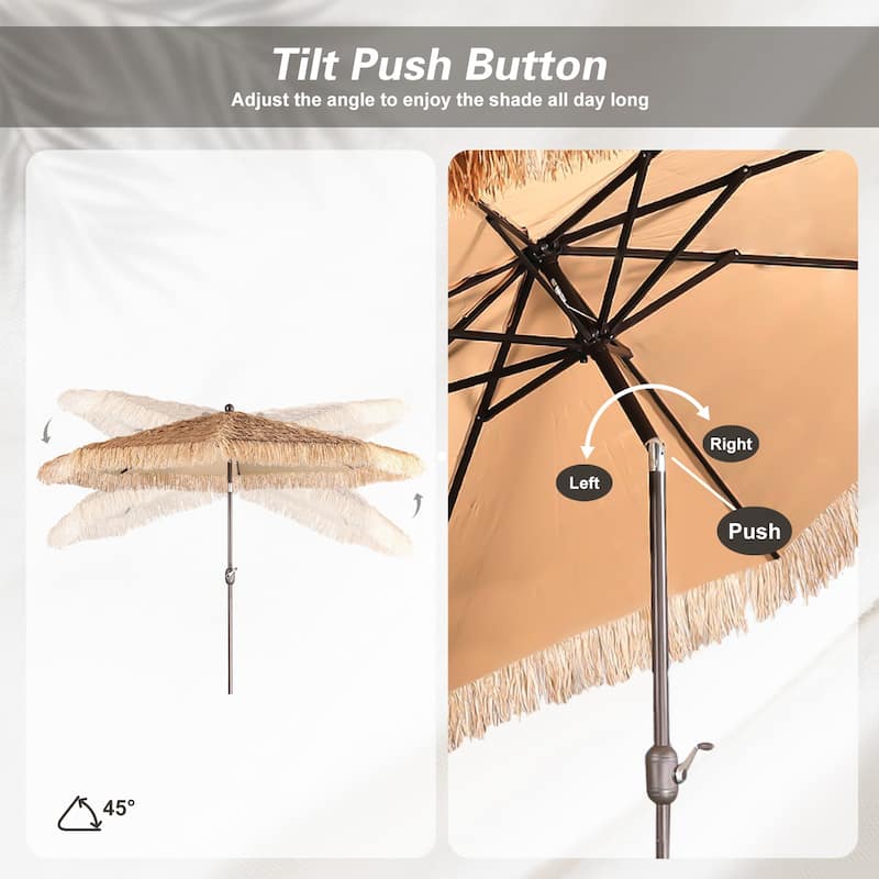 Aoodor 9FT Patio Umbrella Thatch Outdoor Umbrella（ no Base）