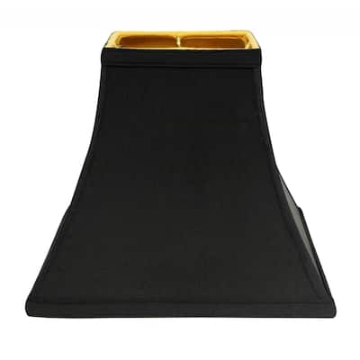 HomeRoots Black Shantung Silk Square Lamp Shade - 14