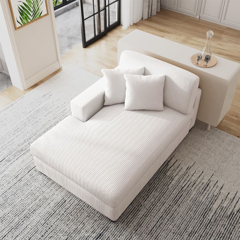 Modern Corduroy Indoor Chaise Lounge Couch with Pillows