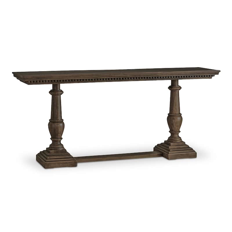 NADAAL STUDIOS Alrican Console Table, Molding Detail Edge in Mango Wood, Rectangular, Brown Finish
