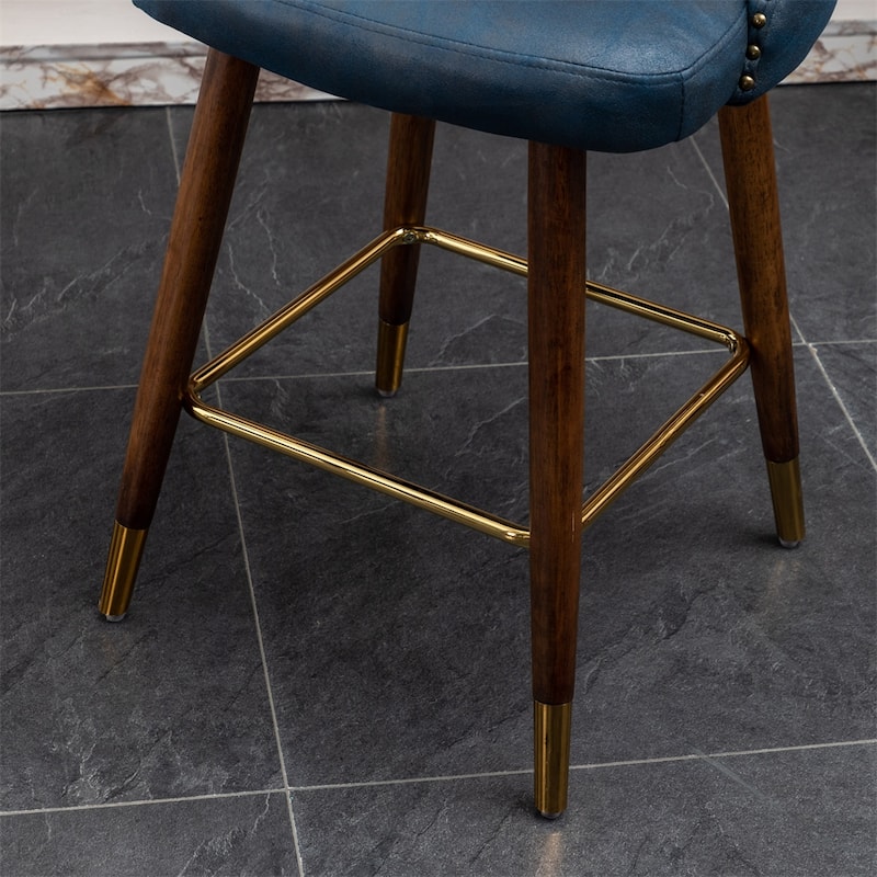 Modern Faux Leather Tufted Nailhead Trim Counter Stool (Set of 2)