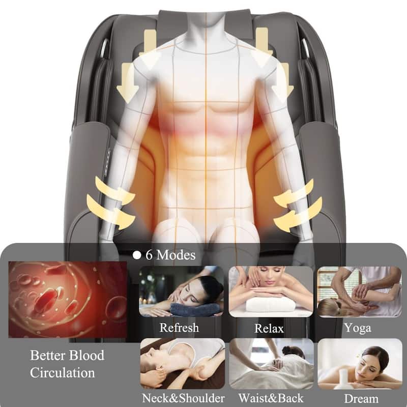 Massage Chair Recliner with Zero Gravity Airbag Massage Bluetooth Speaker Foot Roller，Black