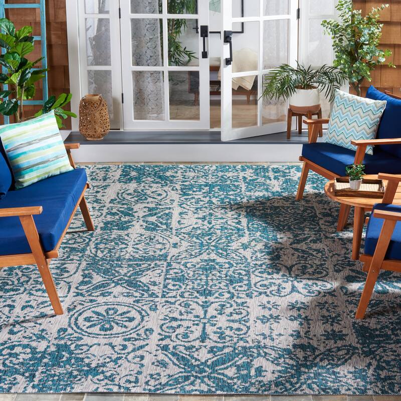 SAFAVIEH Courtyard Wenda Transitional Rug - 8' x 11' - Blue/Grey