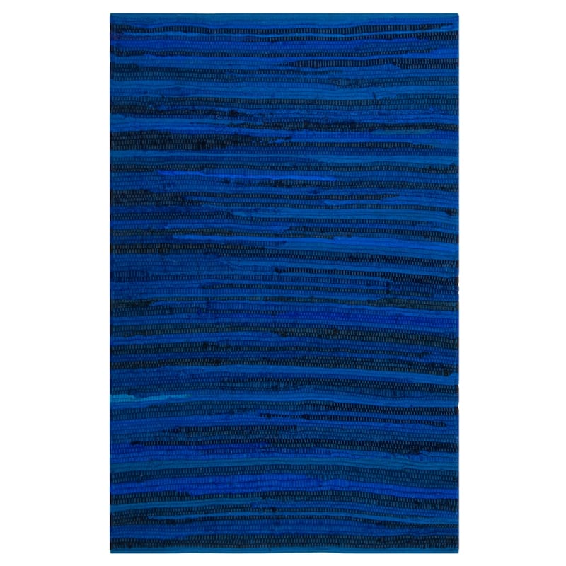SAFAVIEH Handmade Rag Rug Sevim Casual Stripe Cotton Rug - 2'6" x 4' - Blue/Multi - Rectangle