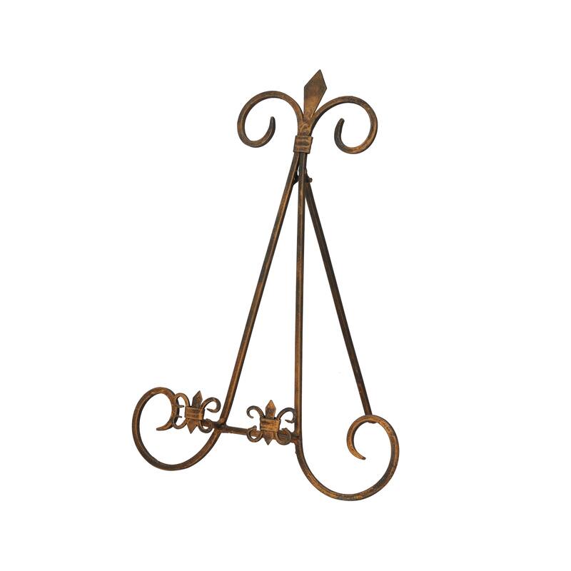 Metal Scroll Easel with Foldable Stand - Gold - Roche River Decor - 10"W x 11"L x 14"H
