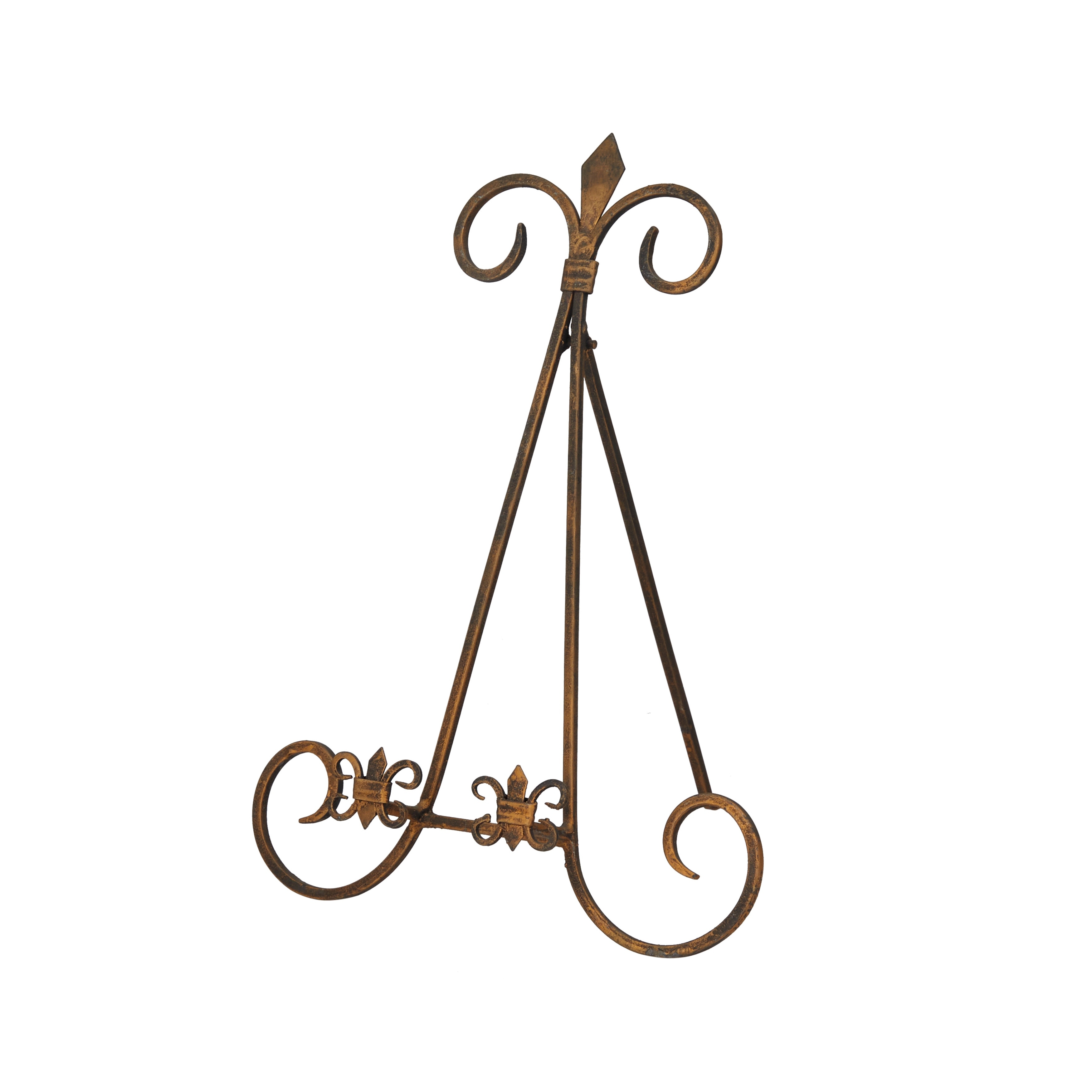 Metal Scroll Easel with Foldable Stand - Gold - Roche River Decor - 10"W x 11"L x 14"H