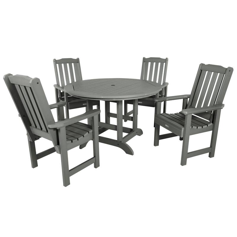 Lehigh 5-piece Outdoor Dining Set - 48" Round Table, Dining-height - Coastal Teak
