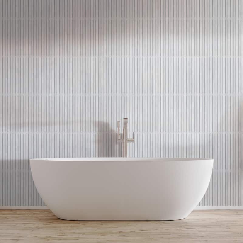 Merola Tile Spa Perla 11-7/8 x 35-1/2" Fluted Ceramic Wall Tile - Pallet (24 Tiles)