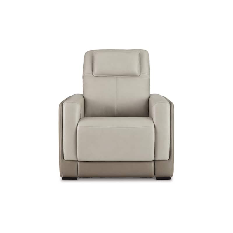 Signature Design by Ashley Battleville Ivory Power Recliner with Adjustable Headrest