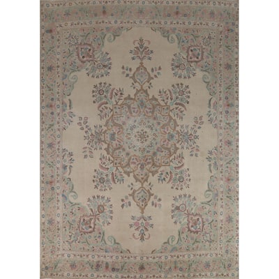 Tabriz Persian Area Rug Handmade Traditional Beige Wool Carpet - 9'9"x 12'4"