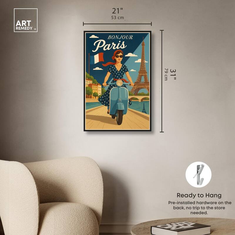 Scooter French Travel Canvas by Art Remedy