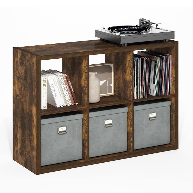 Furinno Cubicle Open Back Decorative Cube Storage Organizer, 6-Cube