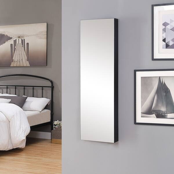 slide 1 of 10, Enylah Wall Mounted Jewelry Armoire w/Mirror Black