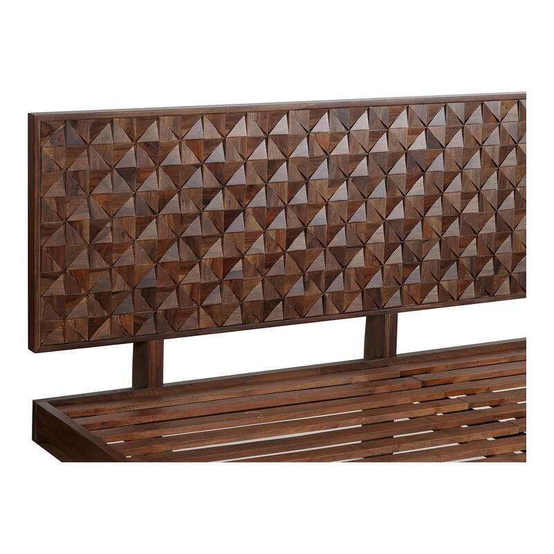 NADAAL STUDIOS Lennon, Queen Bed with Carved Headboard, Walnut