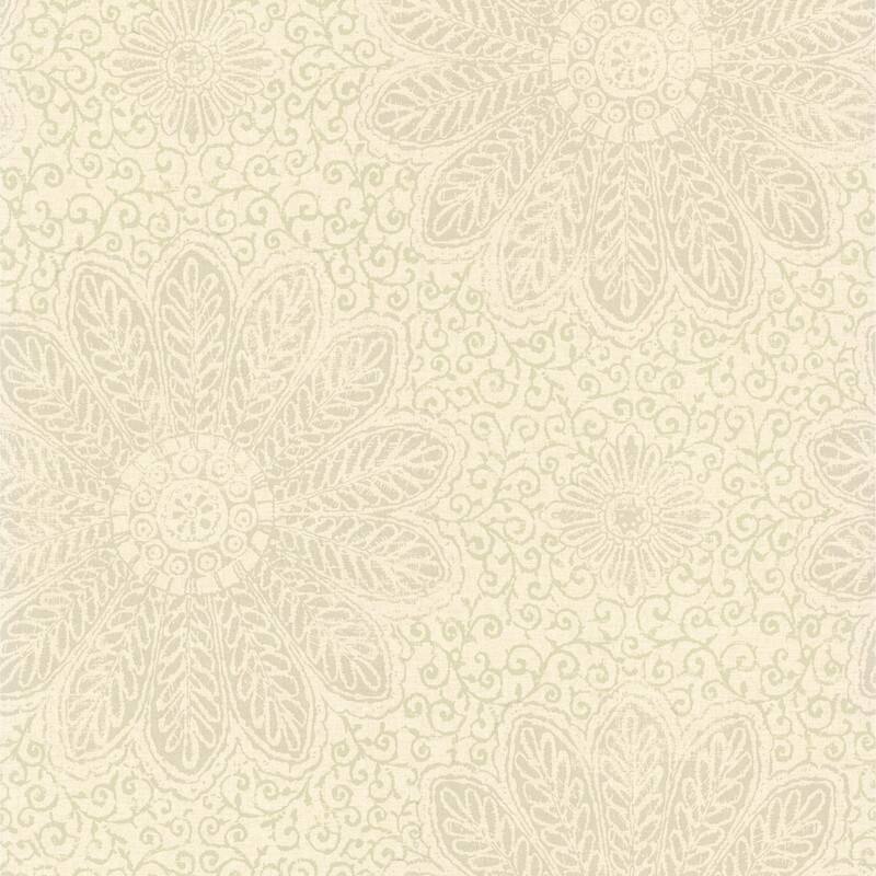 Brewster Oxalis Neutral Floral Scroll Wallpaper - 20.5in x 396in x 0.025in