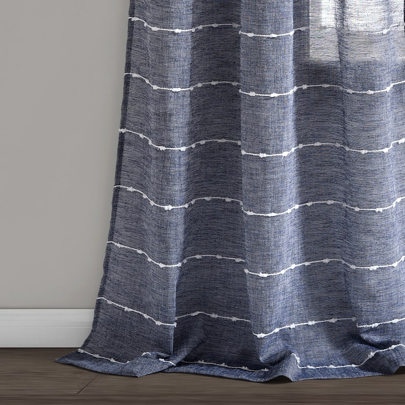 Lush Decor Farmhouse Textured Grommet Sheer Window Curtain Panel Pair