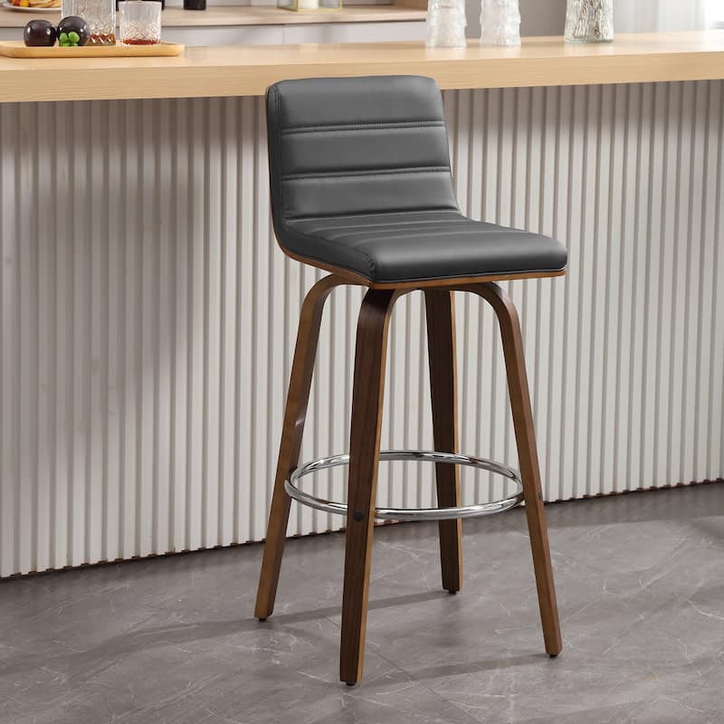 26"/29" Faux Leather Swivel Bar/Counter Stools, Set of 2/3 - Single - Grey - Bar Height