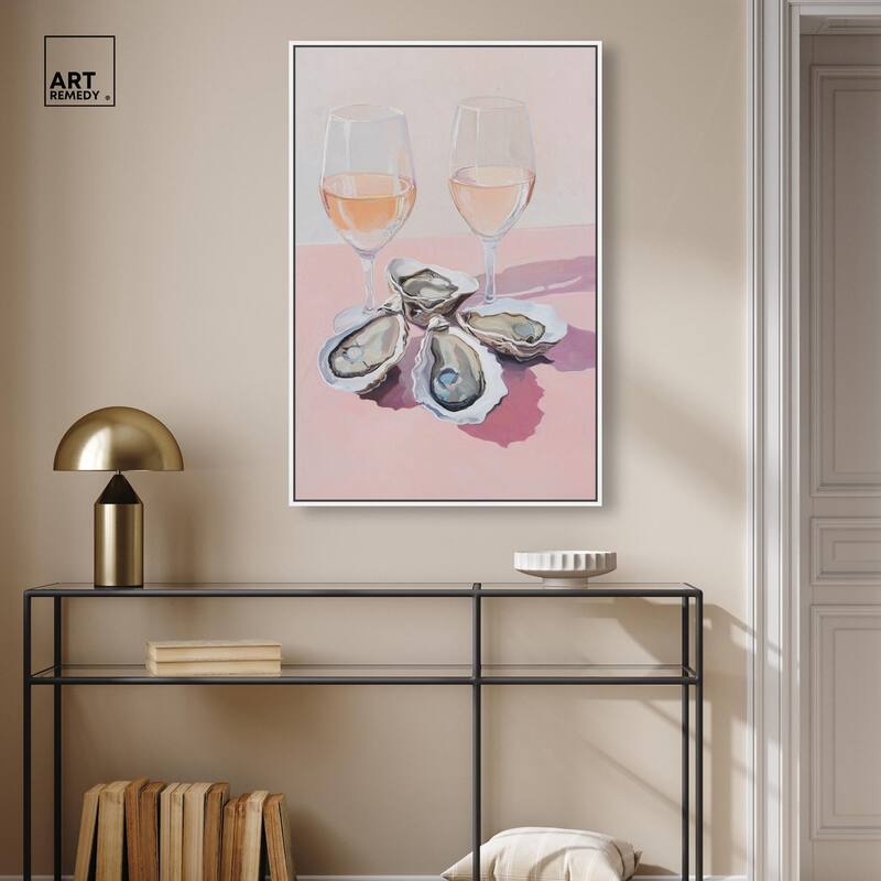 Oysters and Rose Wine Canvas by Art Remedy