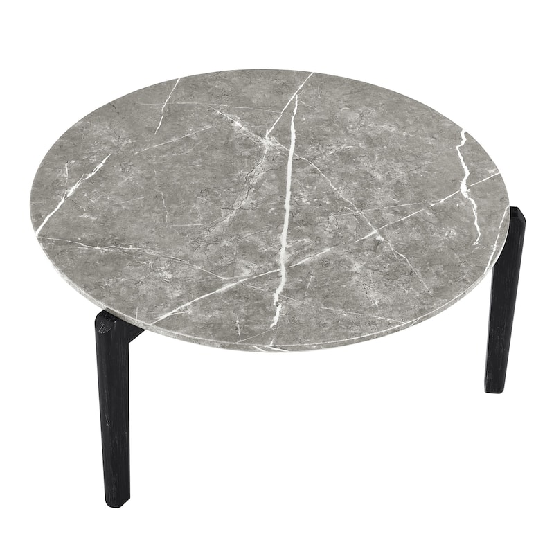 36" Modern Style Faux Marble Round Coffee Table