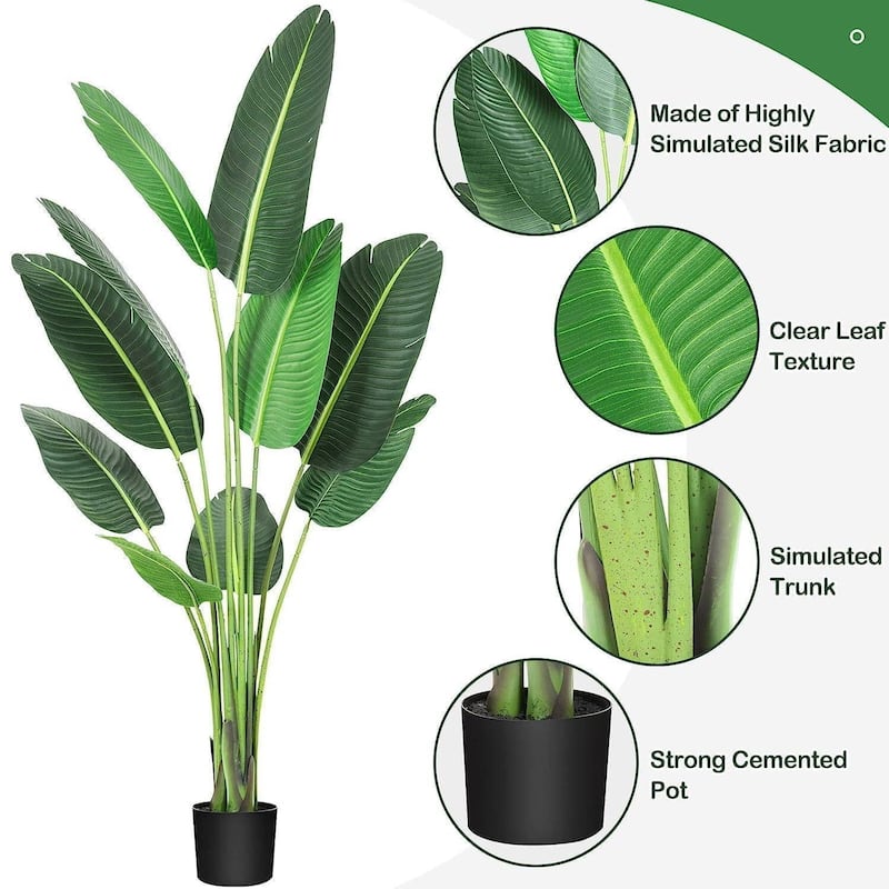 60"H Artificial Bird of Paradise Plant for Home Office Decor - 5 ft