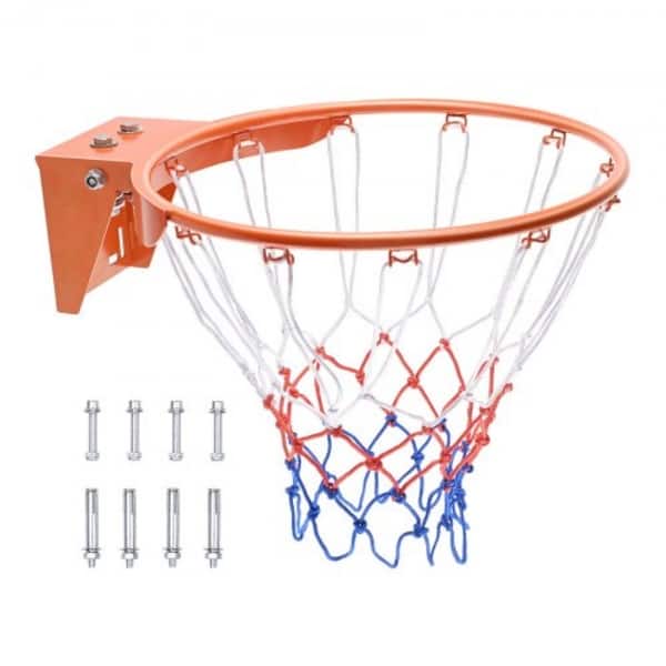 slide 2 of 11, Orange Heavy Duty Q235 Wall Door Mounted Basketball Hoop with Nylon Net Perfect to Indoor or Outdoor Use