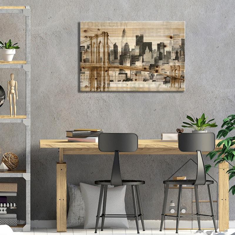 New York Skyline I Print On Wood by Avery Tillmon - Multi-Color