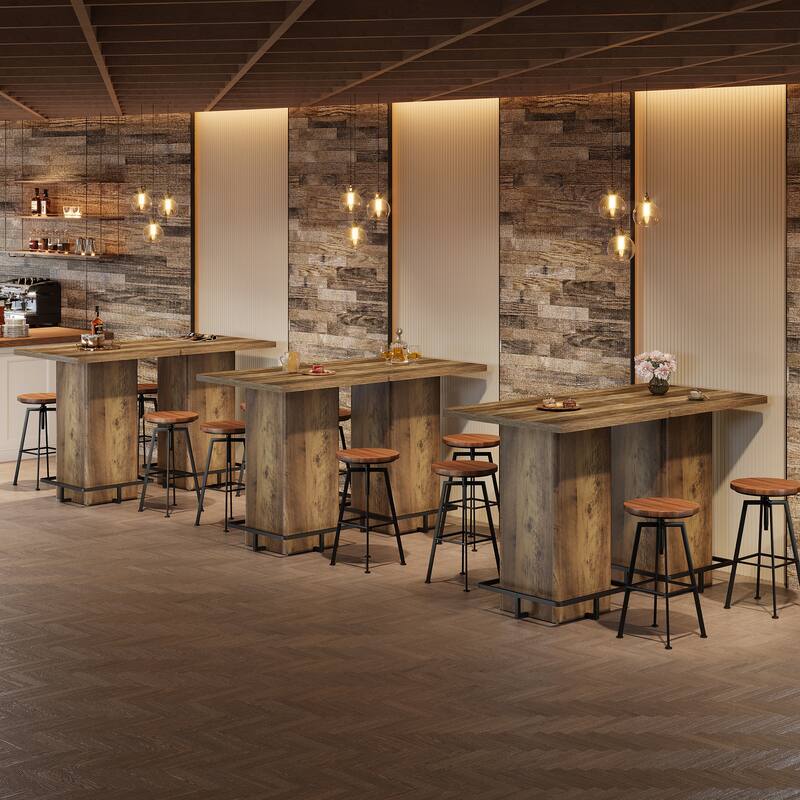 High Wood Bar Table, Bistro Pub Table, Dining Coffee Cocktail Living Room Accent Pub Desk